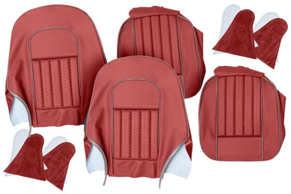 Front Seat Cover Set - Red/Silver (Vinyl) - BJ8