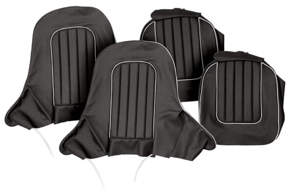 Front Seat Cover Set - Black/White Leather- BN1-BN4