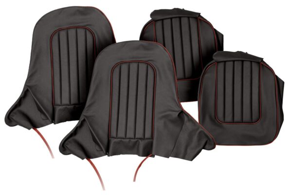 Front Seat Cover Set - Black/Red Leather- BN1-BN4