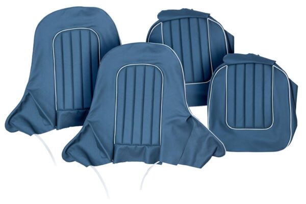 Front Seat Cover Set - Blue/White Leather- BN1-BN4