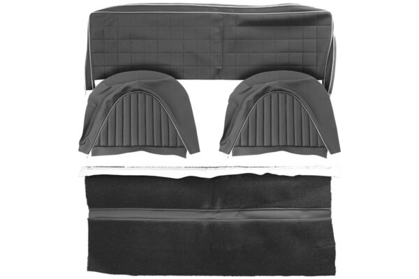 Rear Seat Cover Set - Black/Silver - Leather - BJ8